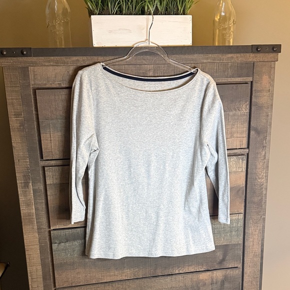 Talbots Tops - Talbots Light Gray Boatneck 3/4 Sleeve Top
